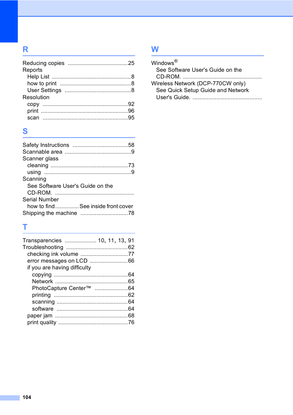 Brother DCP-770CW User Manual | Page 112 / 113