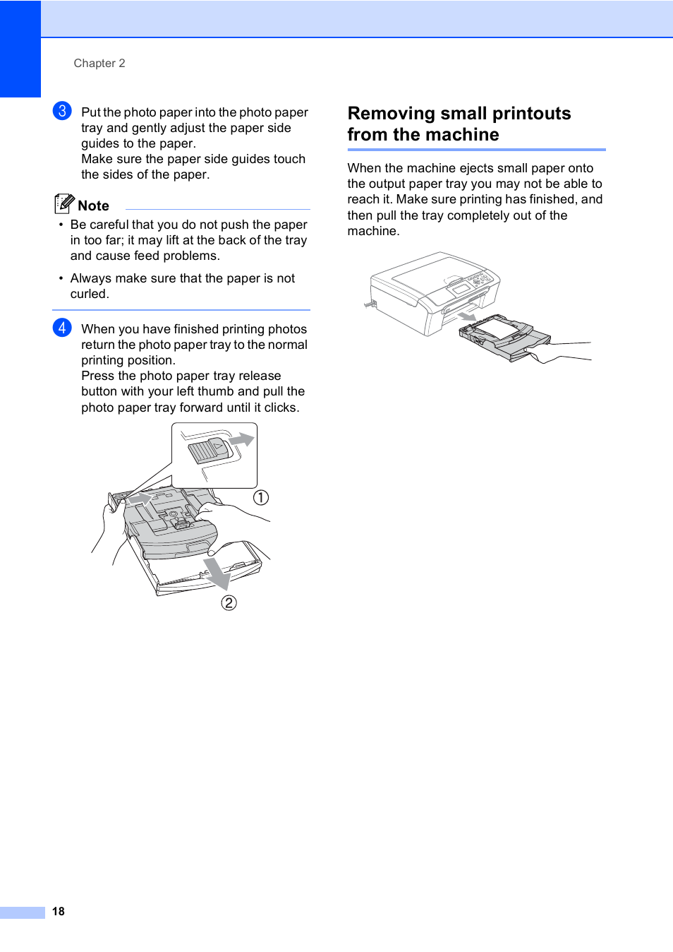 Removing small printouts from the machine | Brother DCP-770CW User Manual | Page 26 / 113
