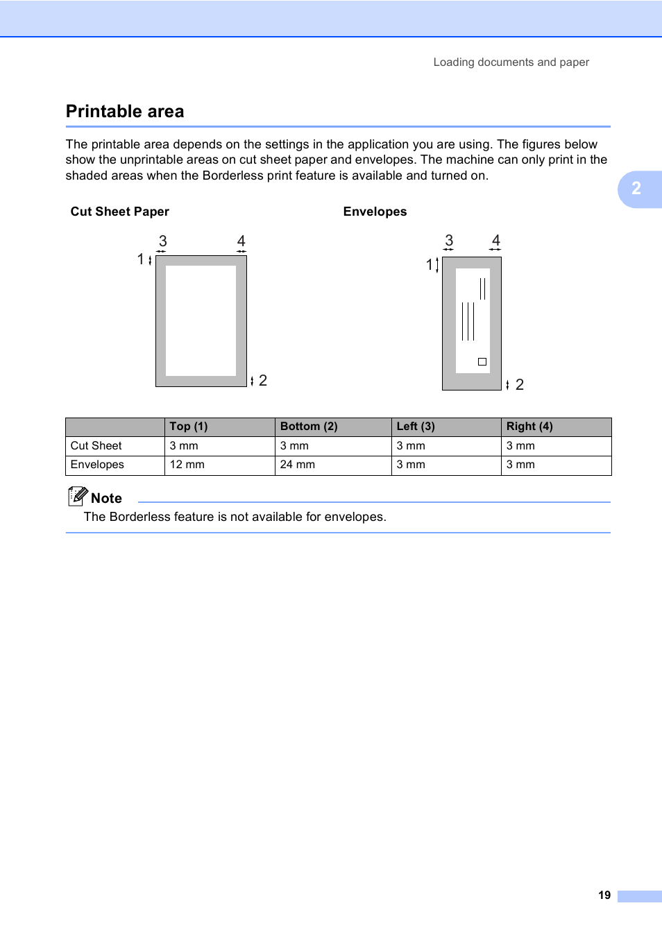 Printable area, 2printable area | Brother DCP-770CW User Manual | Page 27 / 113