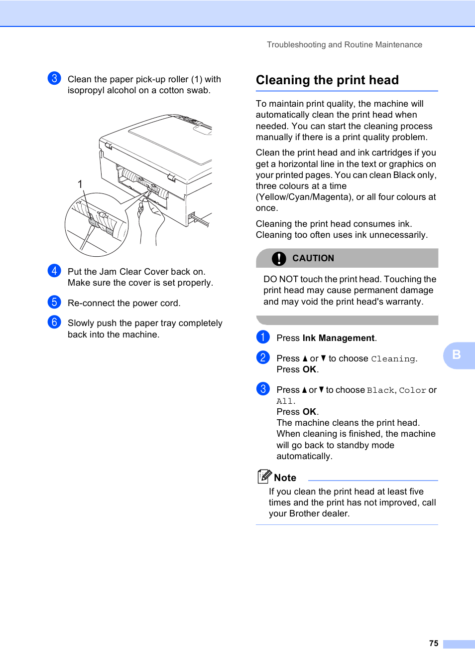 Cleaning the print head | Brother DCP-770CW User Manual | Page 83 / 113