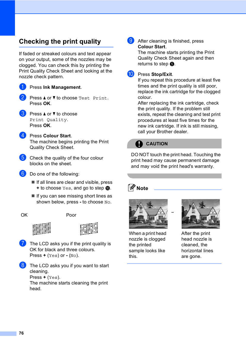 Checking the print quality | Brother DCP-770CW User Manual | Page 84 / 113