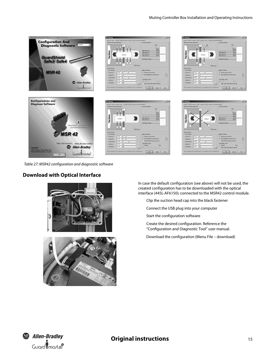 Original instructions, Download with optical interface | Rockwell Automation 445L Installation and Operating Instructions User Manual | Page 15 / 28