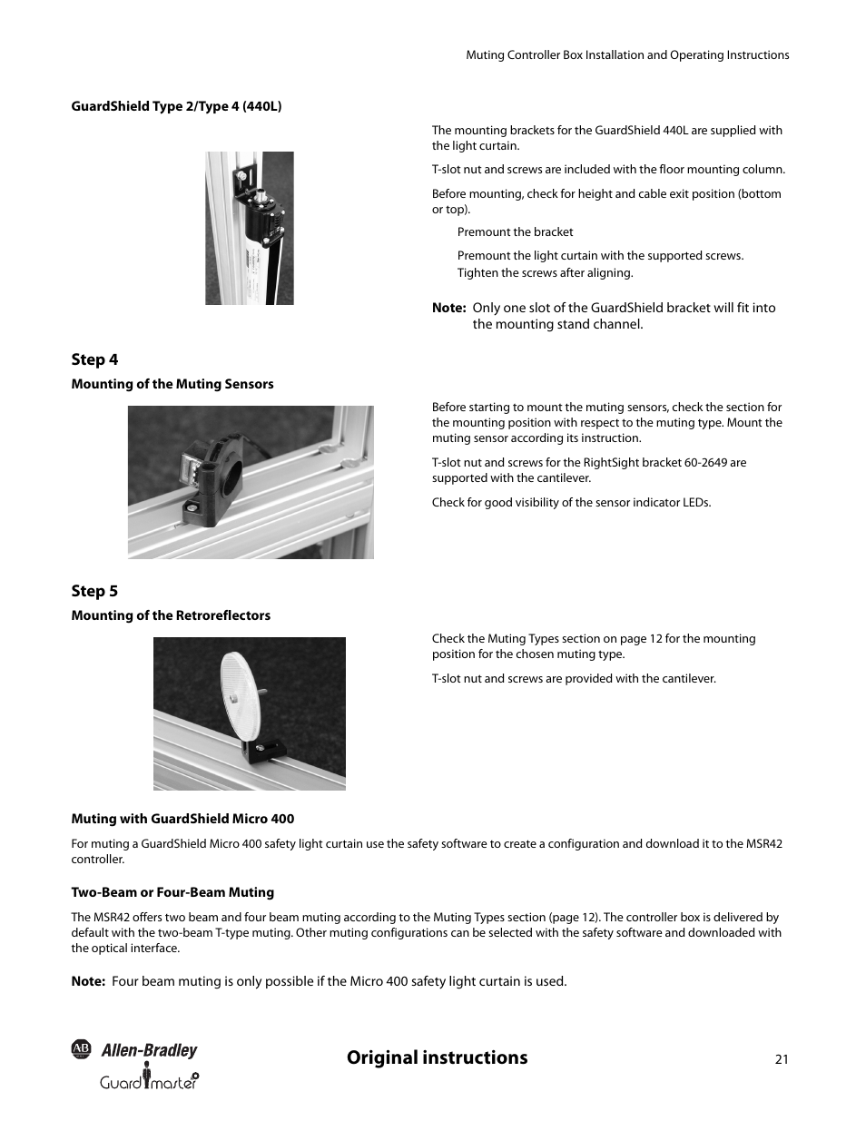 Original instructions, Step 4, Step 5 | Rockwell Automation 445L Installation and Operating Instructions User Manual | Page 21 / 28