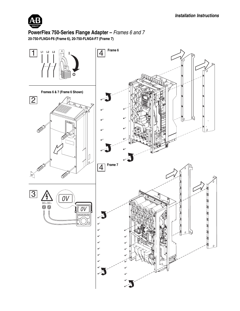 Rockwell Automation 755 PowerFlex 750-Series Frame 6 and 7 Flange Adapter User Manual | 6 pages