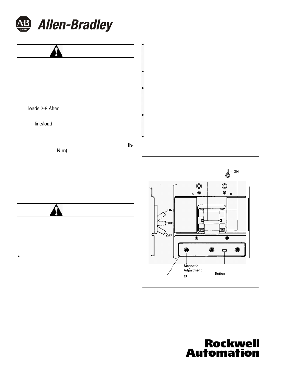 Caution, Warning | Rockwell Automation 140U Q and M-Frame Circuit Breakers Installation of Q-Frame Circuit Breakers User Manual | Page 4 / 8