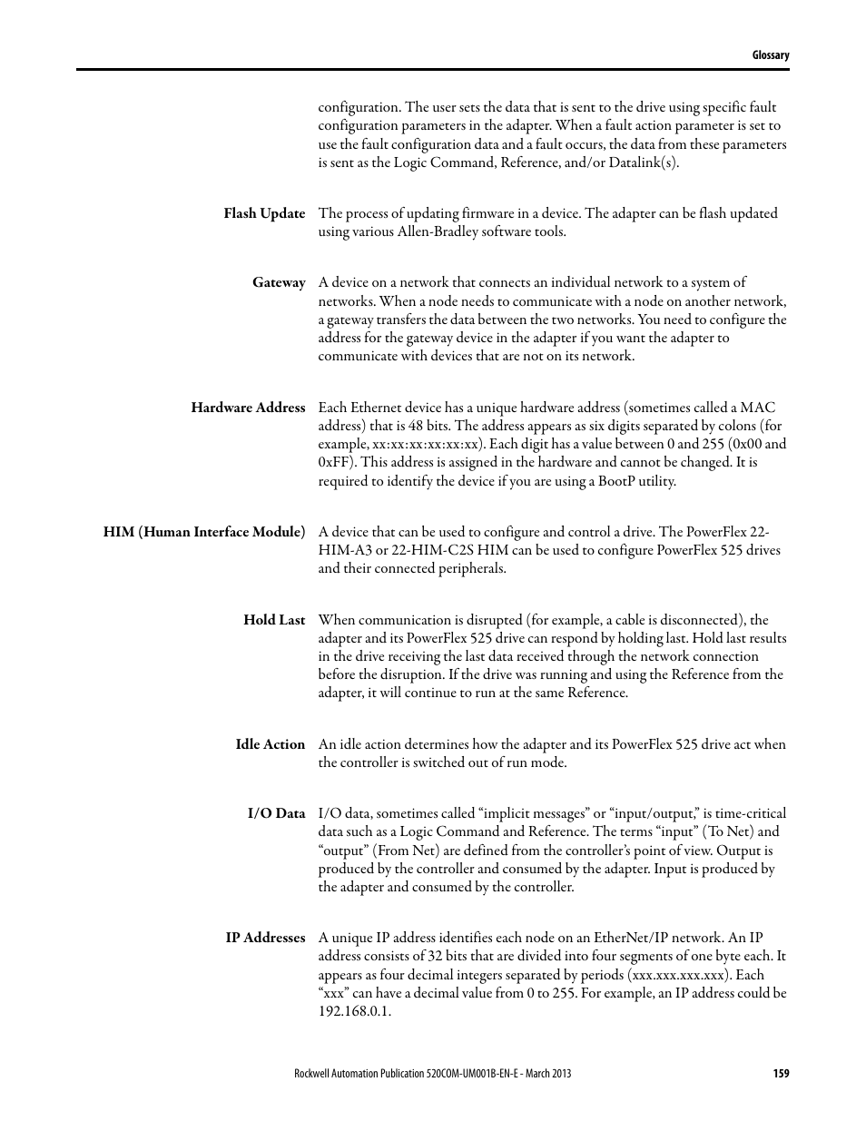 Rockwell Automation 25B PowerFlex 525 Embedded EtherNet/IP Adapter User Manual | Page 159 / 166