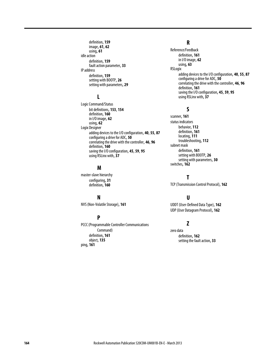 Rockwell Automation 25B PowerFlex 525 Embedded EtherNet/IP Adapter User Manual | Page 164 / 166