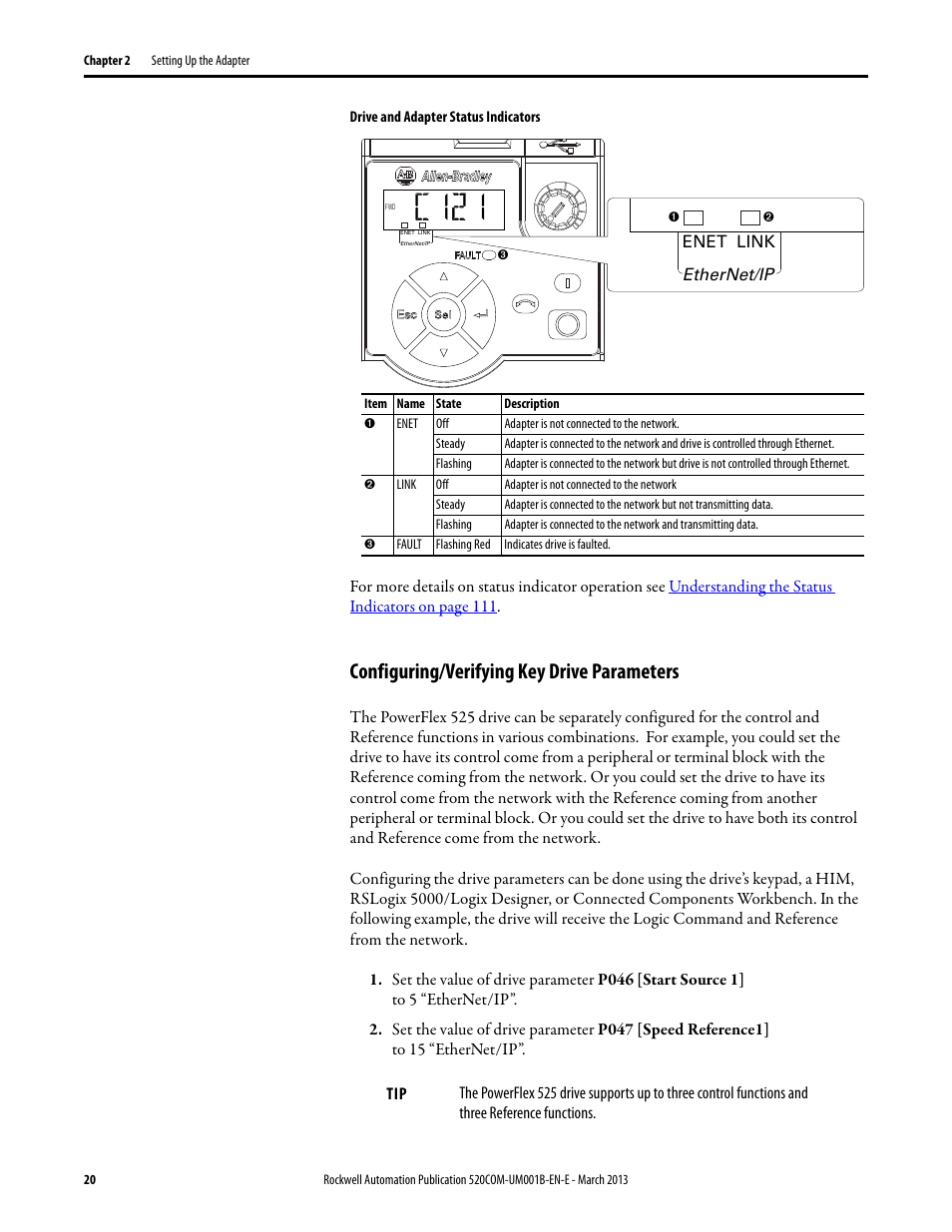 Configuring/verifying key drive parameters | Rockwell Automation 25B PowerFlex 525 Embedded EtherNet/IP Adapter User Manual | Page 20 / 166