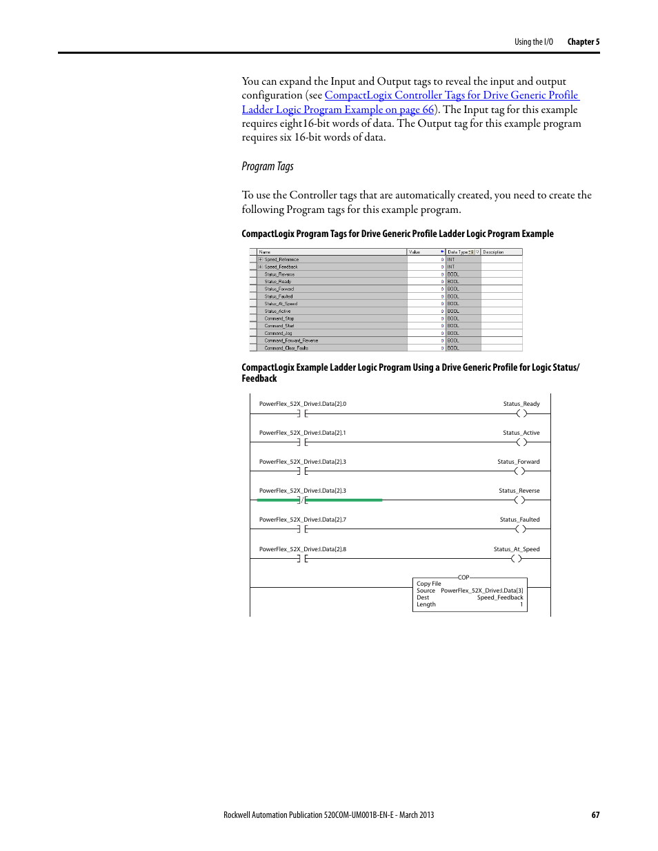 Program tags | Rockwell Automation 25B PowerFlex 525 Embedded EtherNet/IP Adapter User Manual | Page 67 / 166