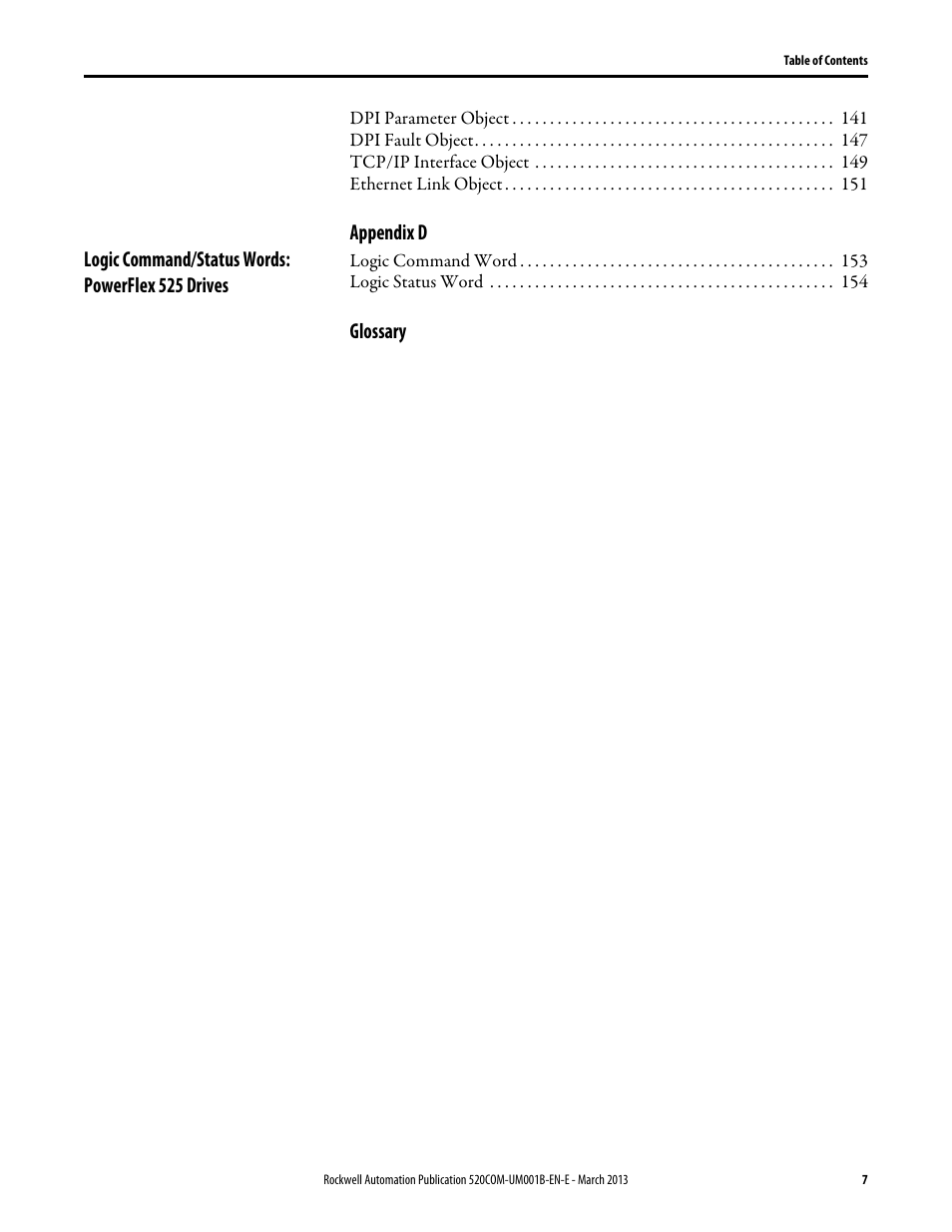 Rockwell Automation 25B PowerFlex 525 Embedded EtherNet/IP Adapter User Manual | Page 7 / 166
