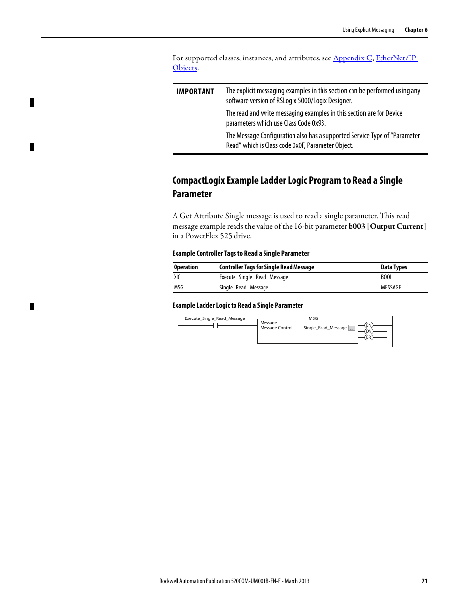 Rockwell Automation 25B PowerFlex 525 Embedded EtherNet/IP Adapter User Manual | Page 71 / 166