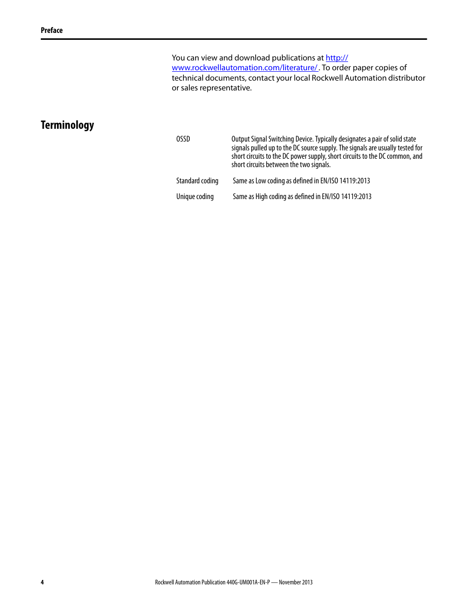 Terminology | Rockwell Automation 440G-LZ Guard Locking Switch User Manual User Manual | Page 4 / 40