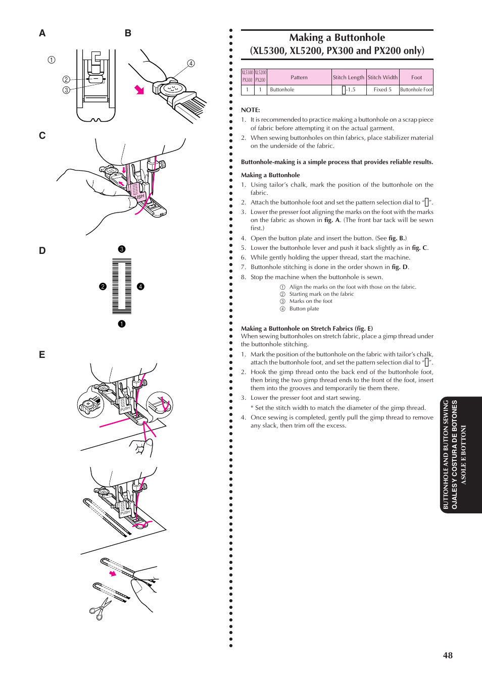 Bc d e | Brother XL5100 User Manual | Page 56 / 85