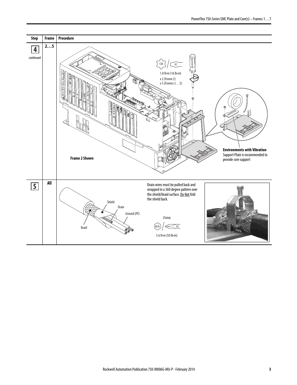 Rockwell Automation 20G PowerFlex 750-Series EMC Plate and Cores - Frames 1…7 User Manual | Page 3 / 10