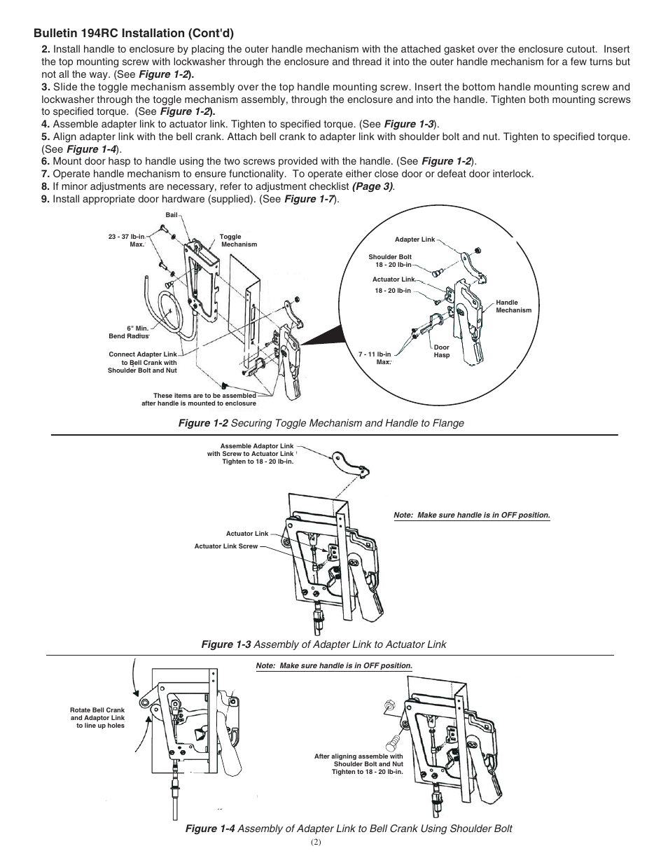 Bulletin 194rc installation (cont'd) | Rockwell Automation 194RC-Nxxxx NFPA 79 Compliant Cable Operated Disconnect User Manual | Page 2 / 4