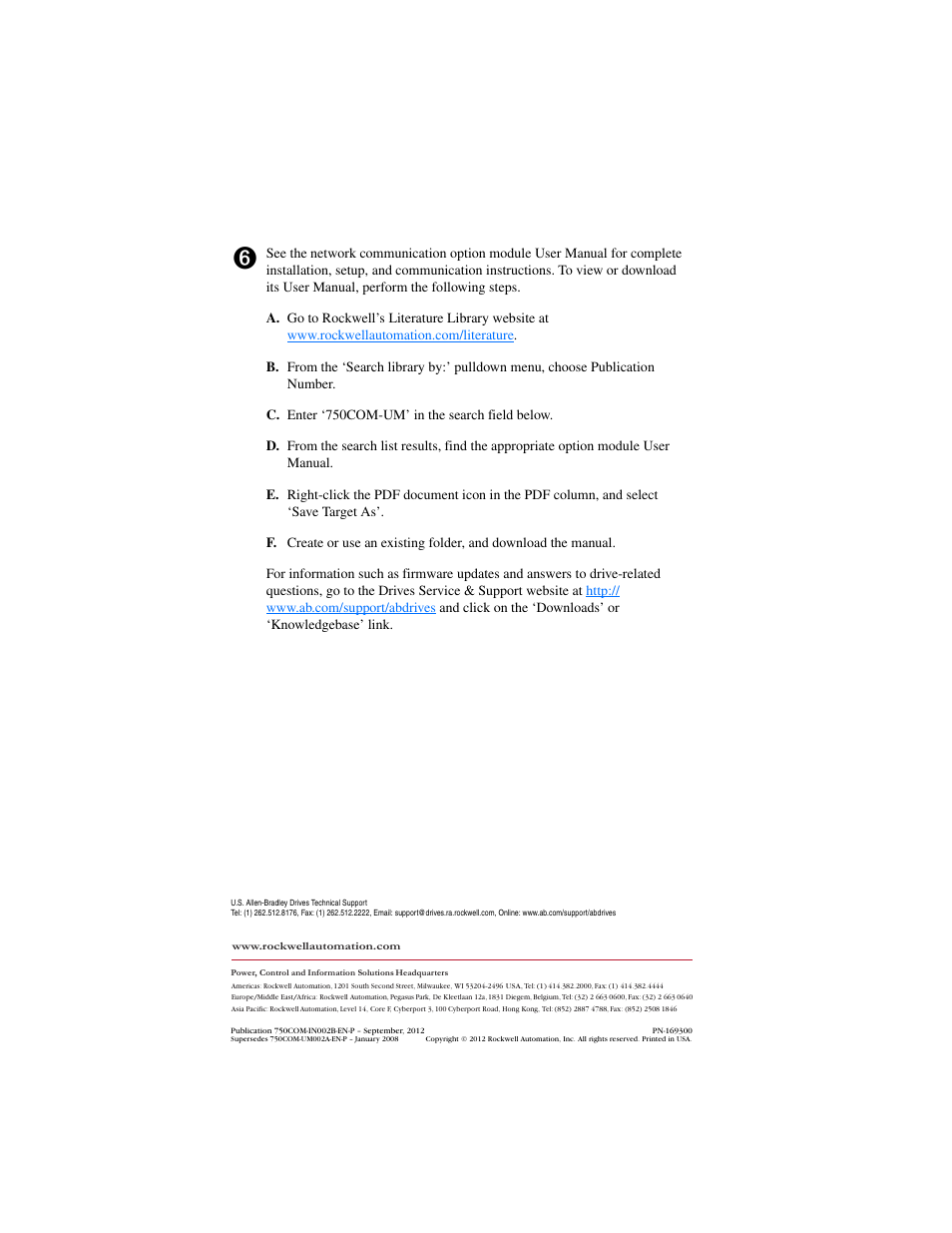 Rockwell Automation 20-750-xxxx Network Communication Option Card (for use with PowerFlex 750-Series Drives) User Manual | Page 4 / 4