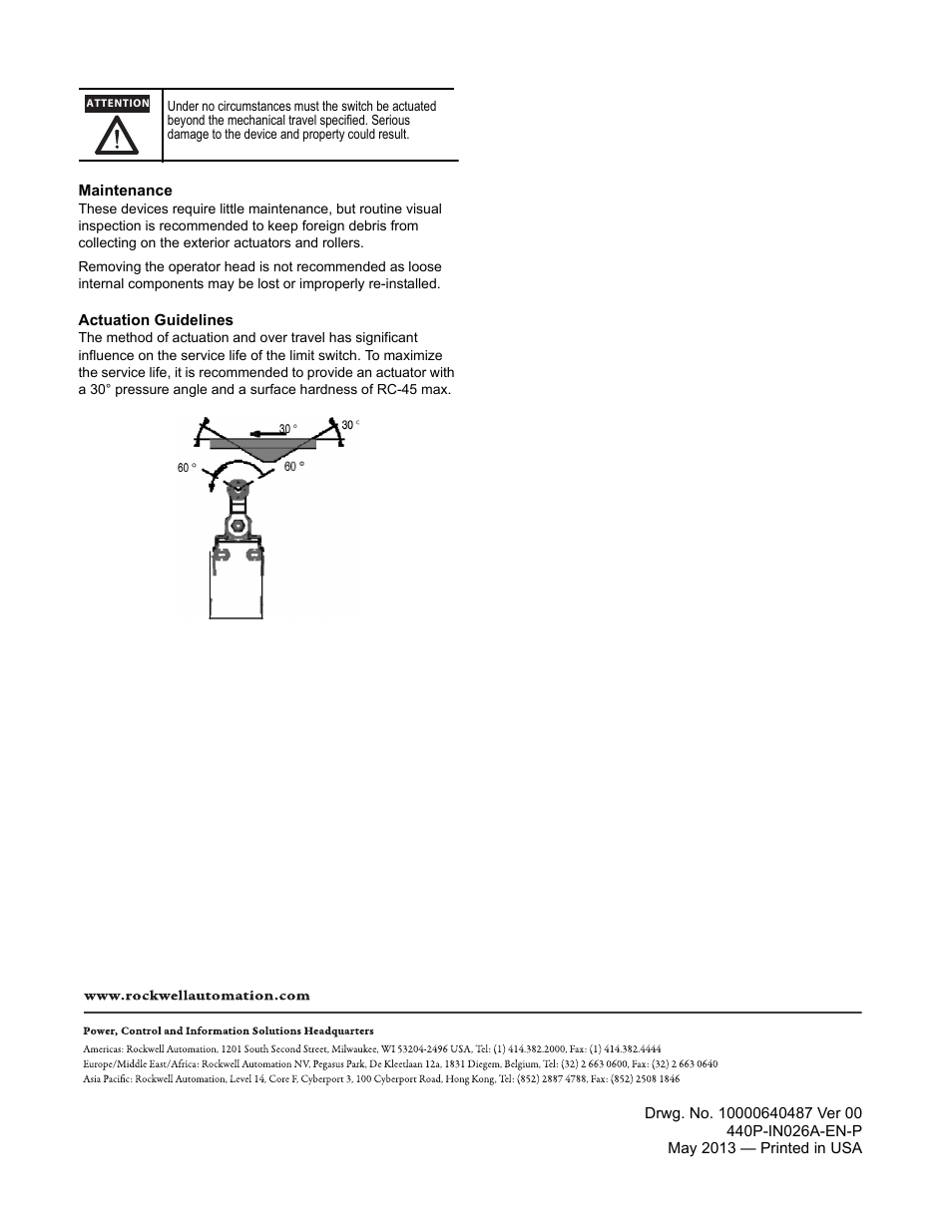 Rockwell Automation 440P WM3A Wide Roller with Short Lever User Manual | Page 2 / 2