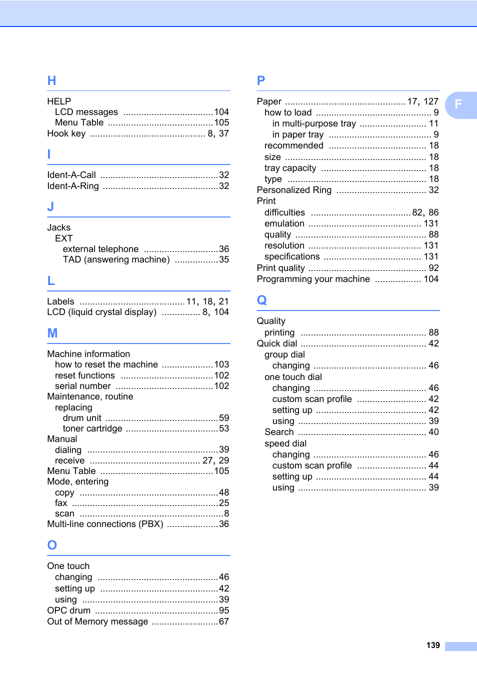 Brother MFC 7460DN User Manual | Page 149 / 151