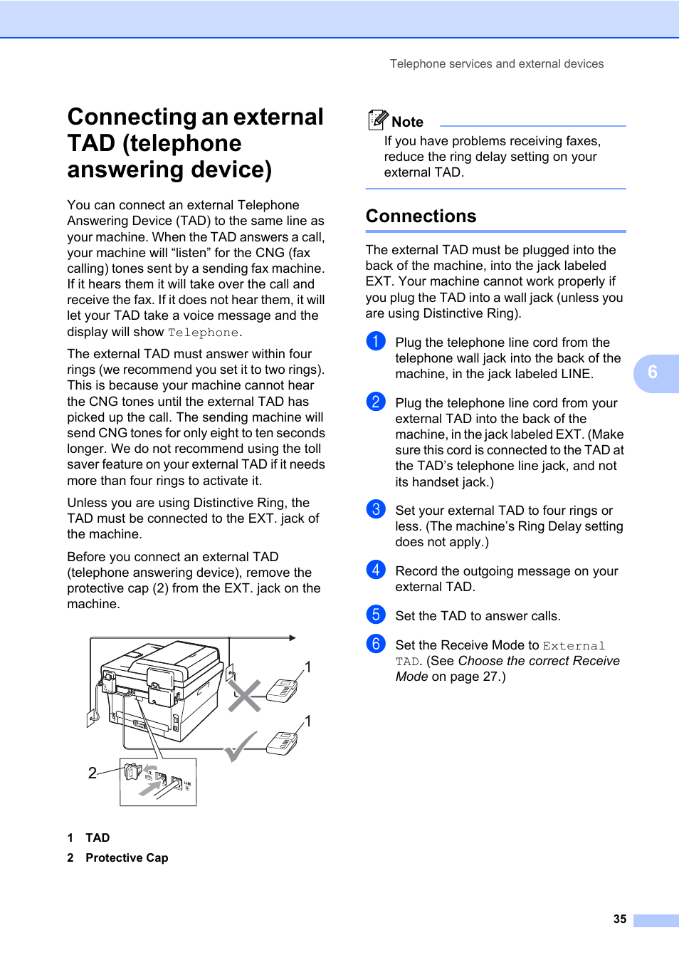 Connections | Brother MFC 7460DN User Manual | Page 45 / 151