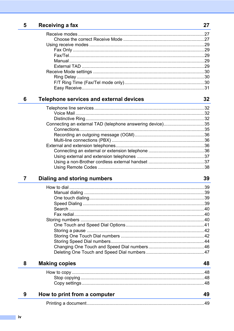 Brother MFC 7460DN User Manual | Page 6 / 151