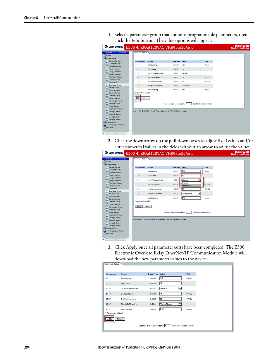 Rockwell Automation 592- E300 Overload Relay User Manual User Manual | Page 294 / 424