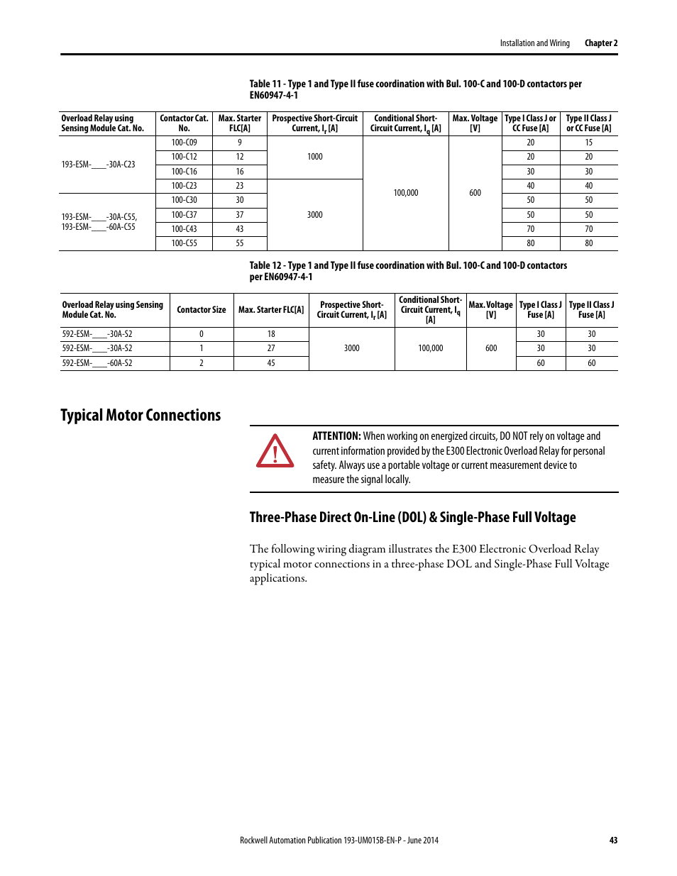 Typical motor connections | Rockwell Automation 592- E300 Overload Relay User Manual User Manual | Page 43 / 424