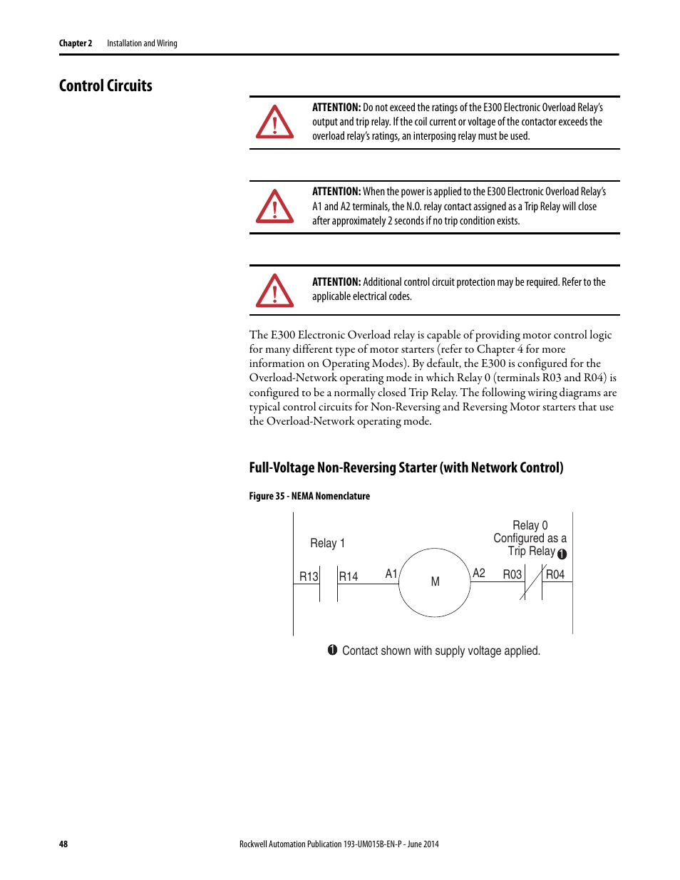 Control circuits | Rockwell Automation 592- E300 Overload Relay User Manual User Manual | Page 48 / 424