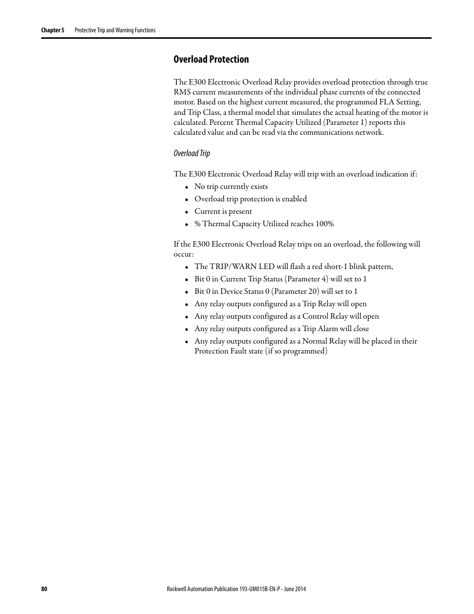 Overload protection | Rockwell Automation 592- E300 Overload Relay User Manual User Manual | Page 80 / 424