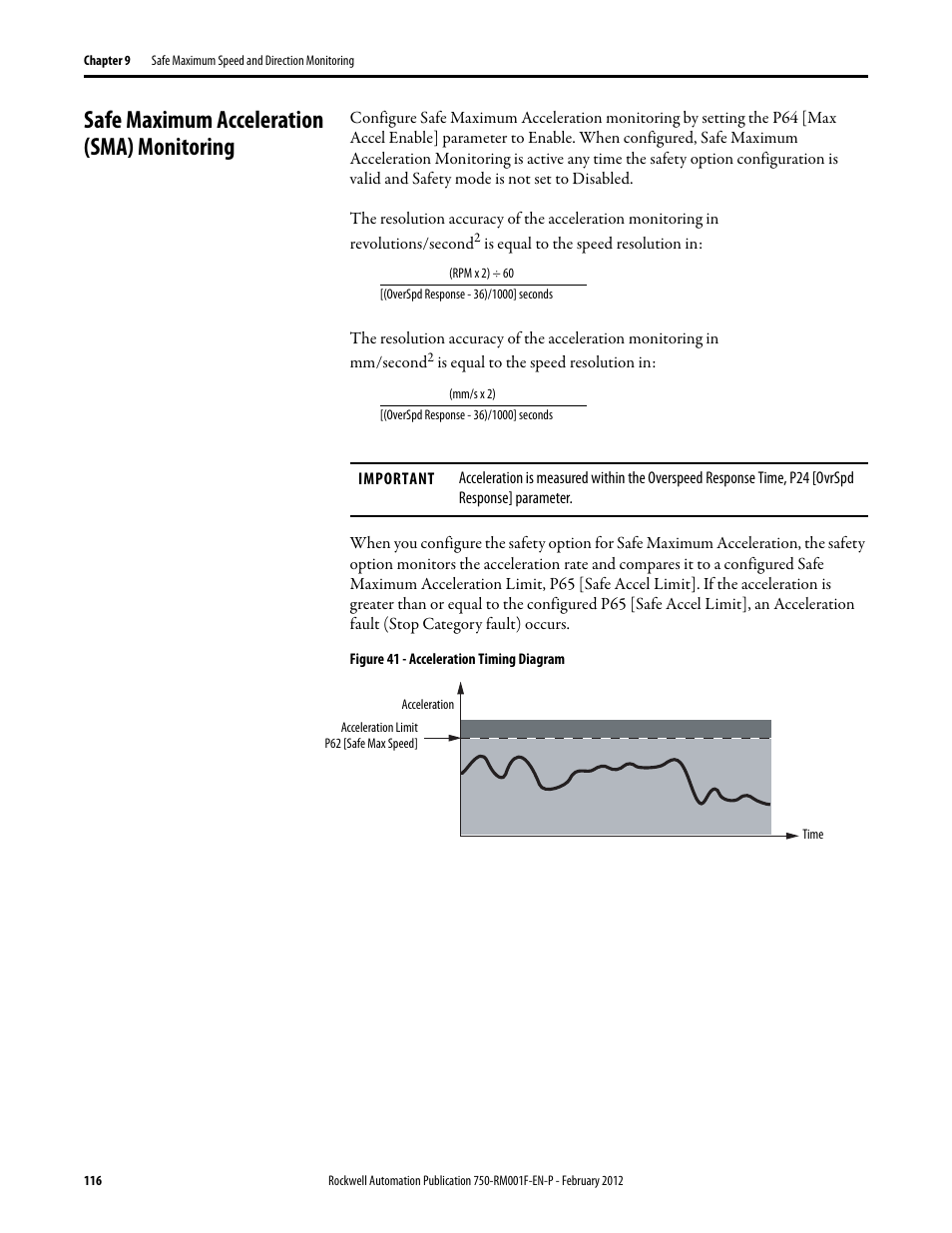 Safe maximum acceleration (sma) monitoring | Rockwell Automation 21G PowerFlex 750-Series AC Drives Reference Manual User Manual | Page 116 / 184