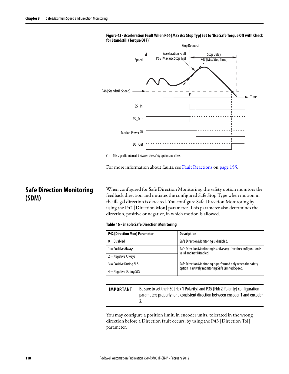 Safe direction monitoring (sdm) | Rockwell Automation 21G PowerFlex 750-Series AC Drives Reference Manual User Manual | Page 118 / 184