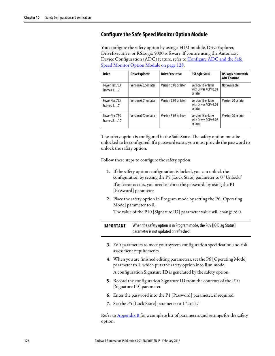 Configure the safe speed monitor option module | Rockwell Automation 21G PowerFlex 750-Series AC Drives Reference Manual User Manual | Page 126 / 184
