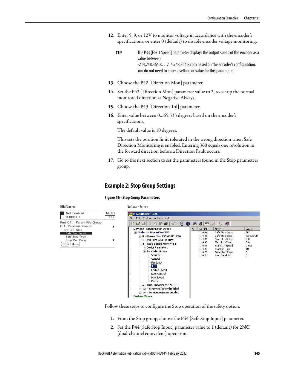 Example 2: stop group settings | Rockwell Automation 21G PowerFlex 750-Series AC Drives Reference Manual User Manual | Page 145 / 184