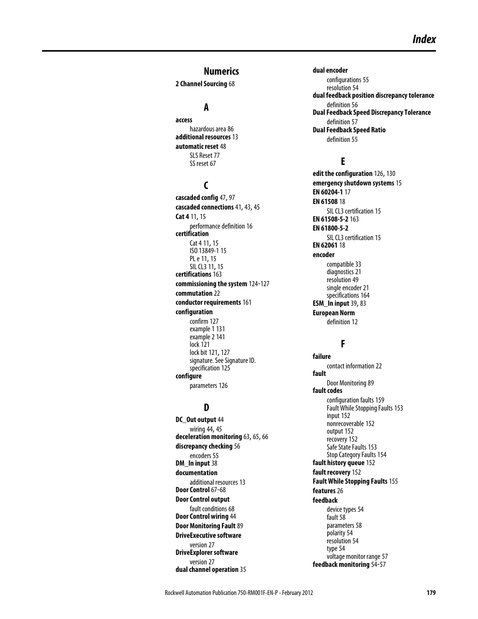 Index, Numerics | Rockwell Automation 21G PowerFlex 750-Series AC Drives Reference Manual User Manual | Page 179 / 184