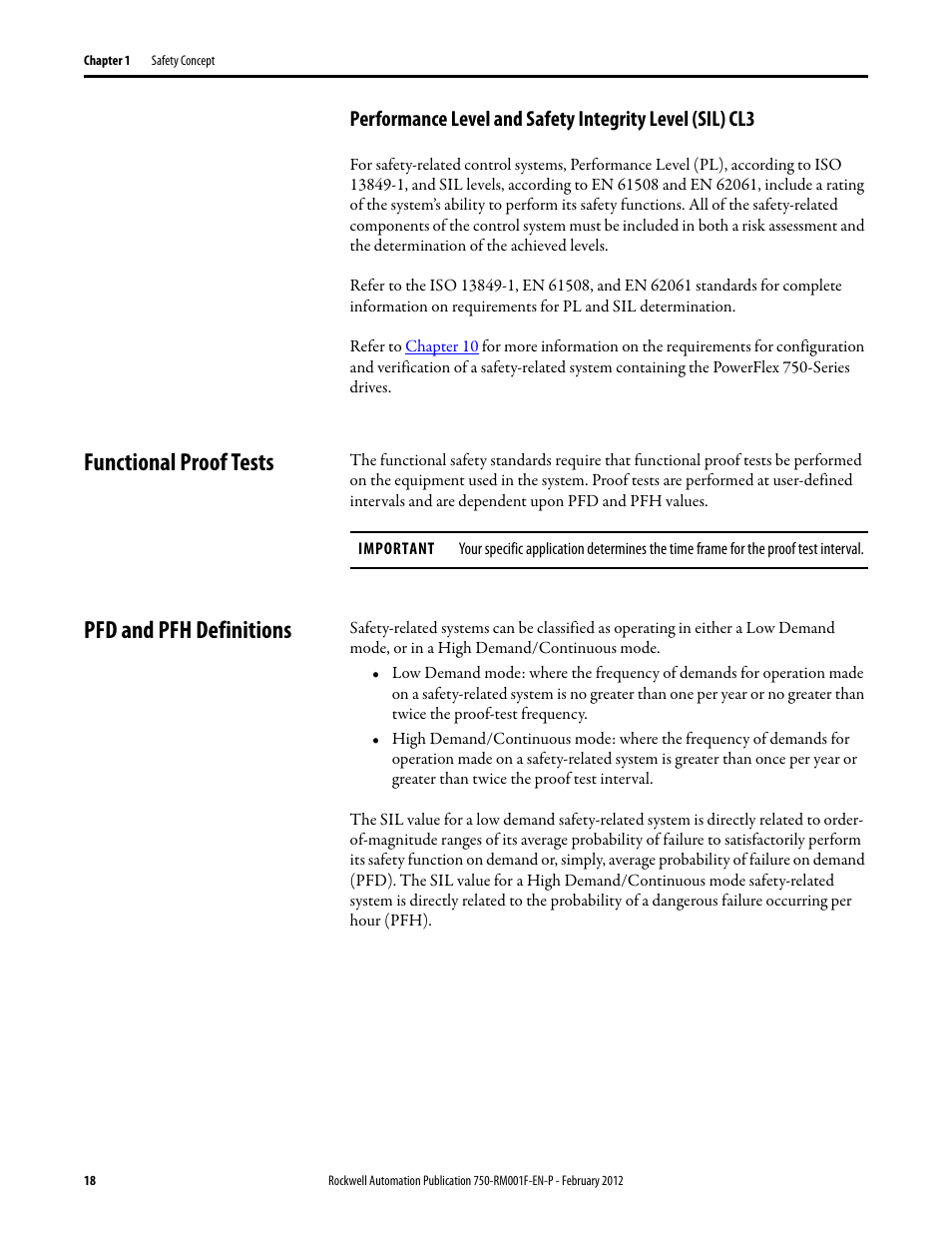 Functional proof tests, Pfd and pfh definitions, Functional proof tests pfd and pfh definitions | Rockwell Automation 21G PowerFlex 750-Series AC Drives Reference Manual User Manual | Page 18 / 184