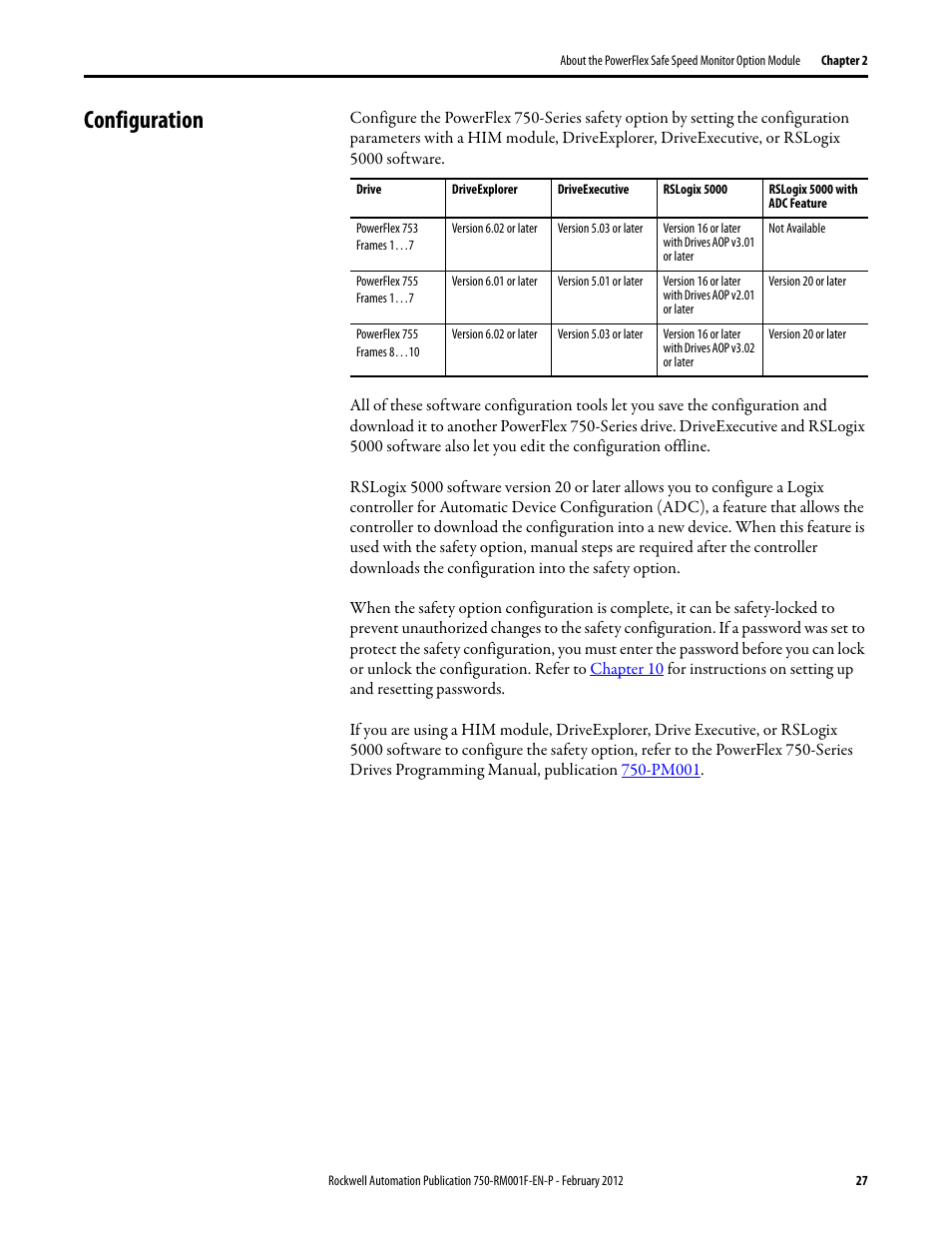 Configuration | Rockwell Automation 21G PowerFlex 750-Series AC Drives Reference Manual User Manual | Page 27 / 184