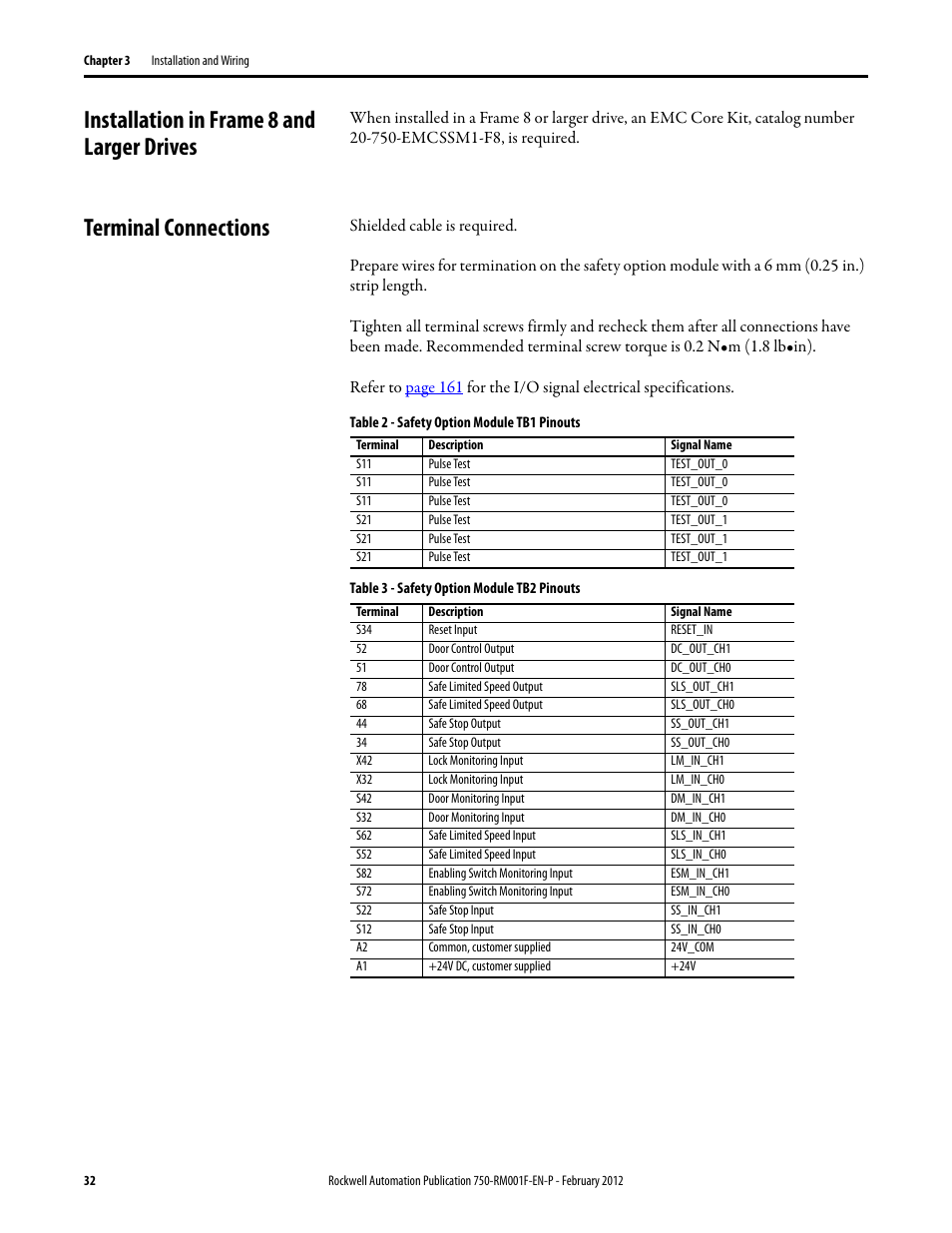 Installation in frame 8 and larger drives, Terminal connections | Rockwell Automation 21G PowerFlex 750-Series AC Drives Reference Manual User Manual | Page 32 / 184