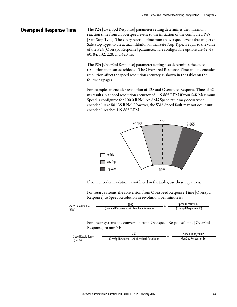 Overspeed response time, Overspeed response, Time | Rockwell Automation 21G PowerFlex 750-Series AC Drives Reference Manual User Manual | Page 49 / 184