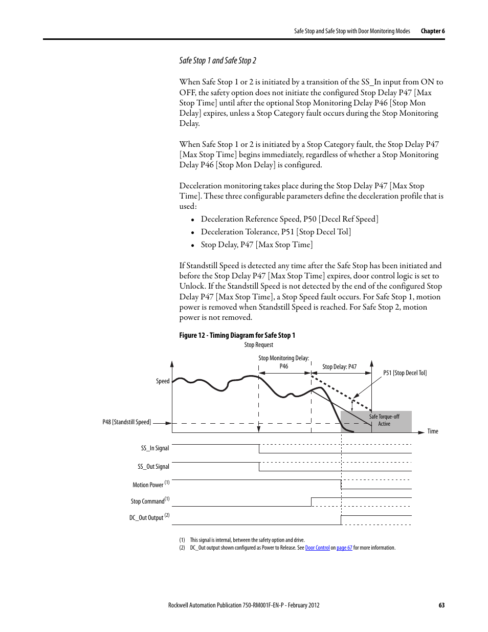 Safe stop 1 and safe stop 2 | Rockwell Automation 21G PowerFlex 750-Series AC Drives Reference Manual User Manual | Page 63 / 184