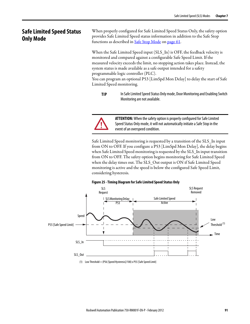 Safe limited speed status only mode | Rockwell Automation 21G PowerFlex 750-Series AC Drives Reference Manual User Manual | Page 91 / 184