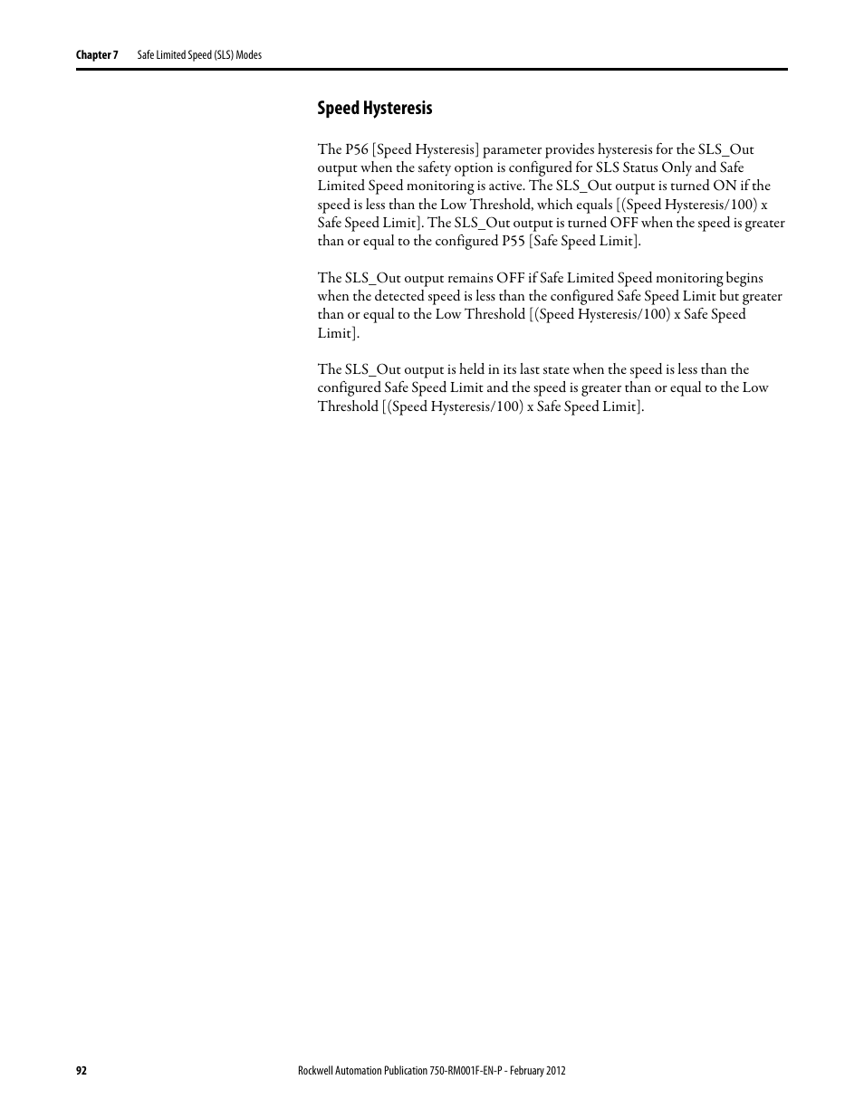 Speed hysteresis | Rockwell Automation 21G PowerFlex 750-Series AC Drives Reference Manual User Manual | Page 92 / 184