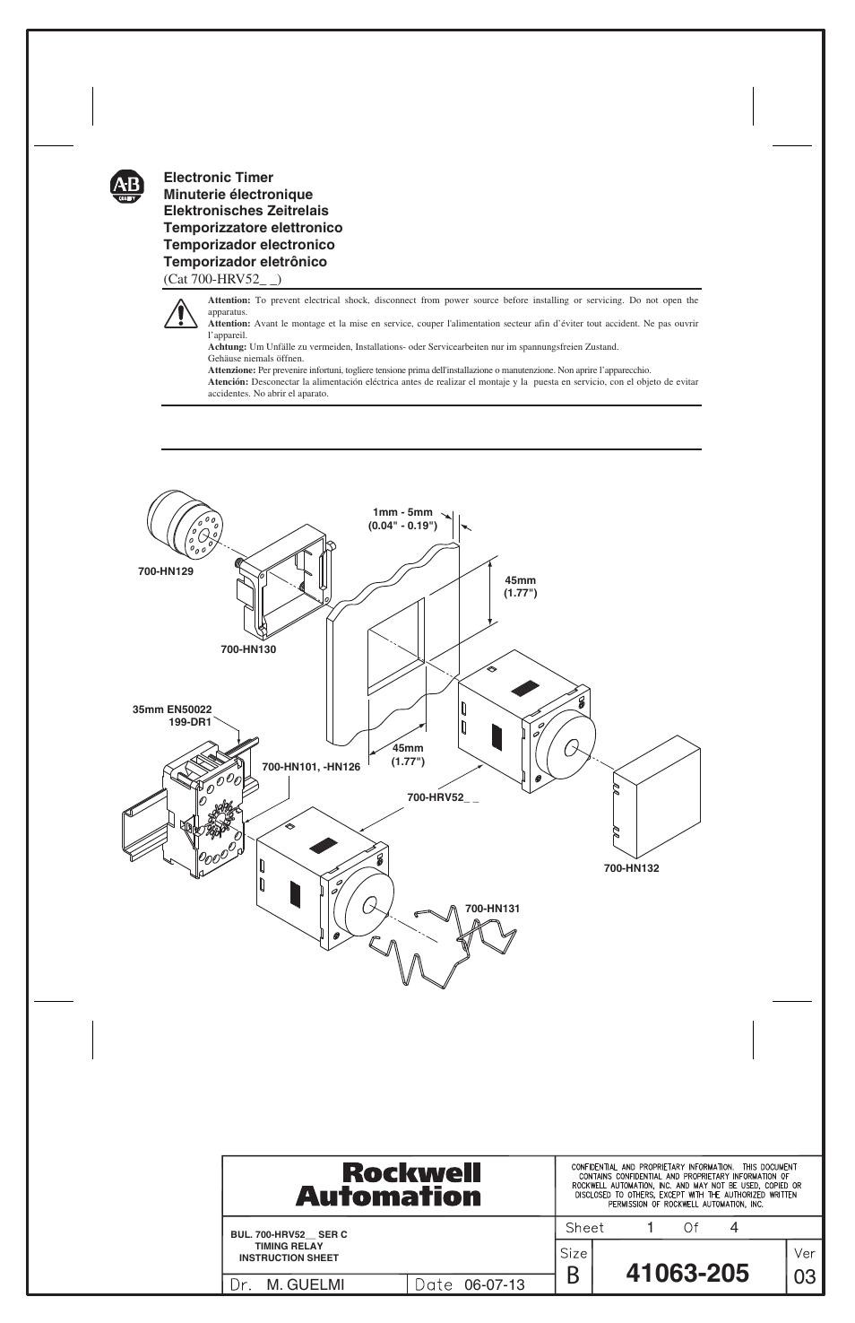 Rockwell Automation 700-HRV52xx Electronic Timer User Manual | 4 pages