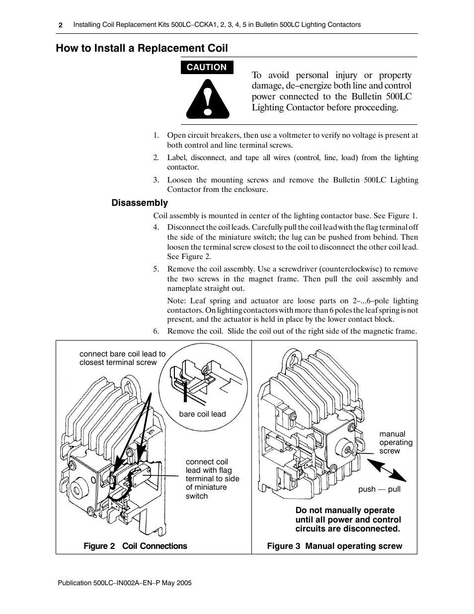 How to install a replacement coil | Rockwell Automation 500LG Coil Replacement Kits User Manual | Page 2 / 4