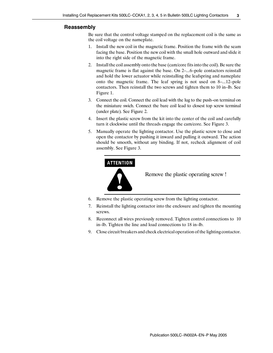 Rockwell Automation 500LG Coil Replacement Kits User Manual | Page 3 / 4