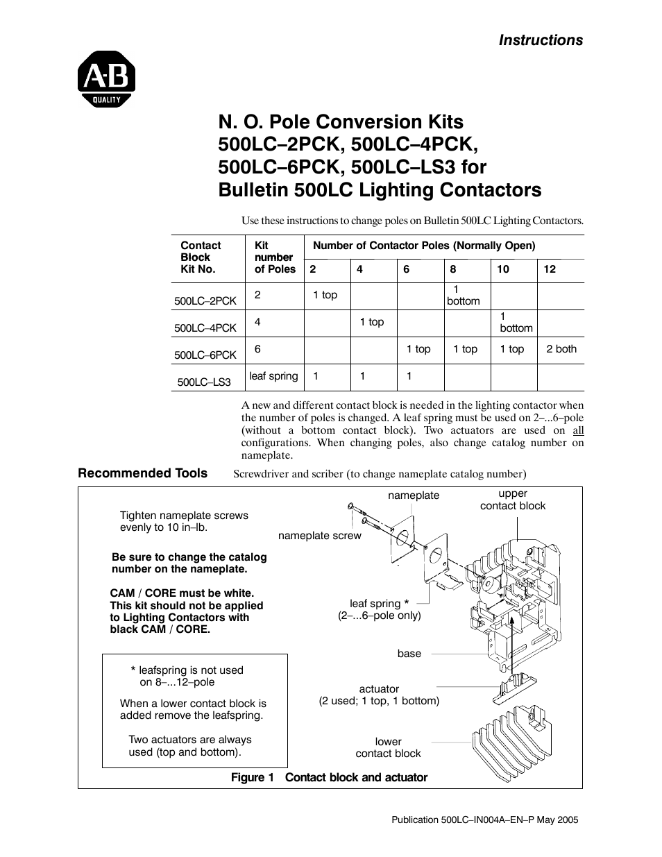 Rockwell Automation 500LC Pole Conversion Modification User Manual | 4 pages