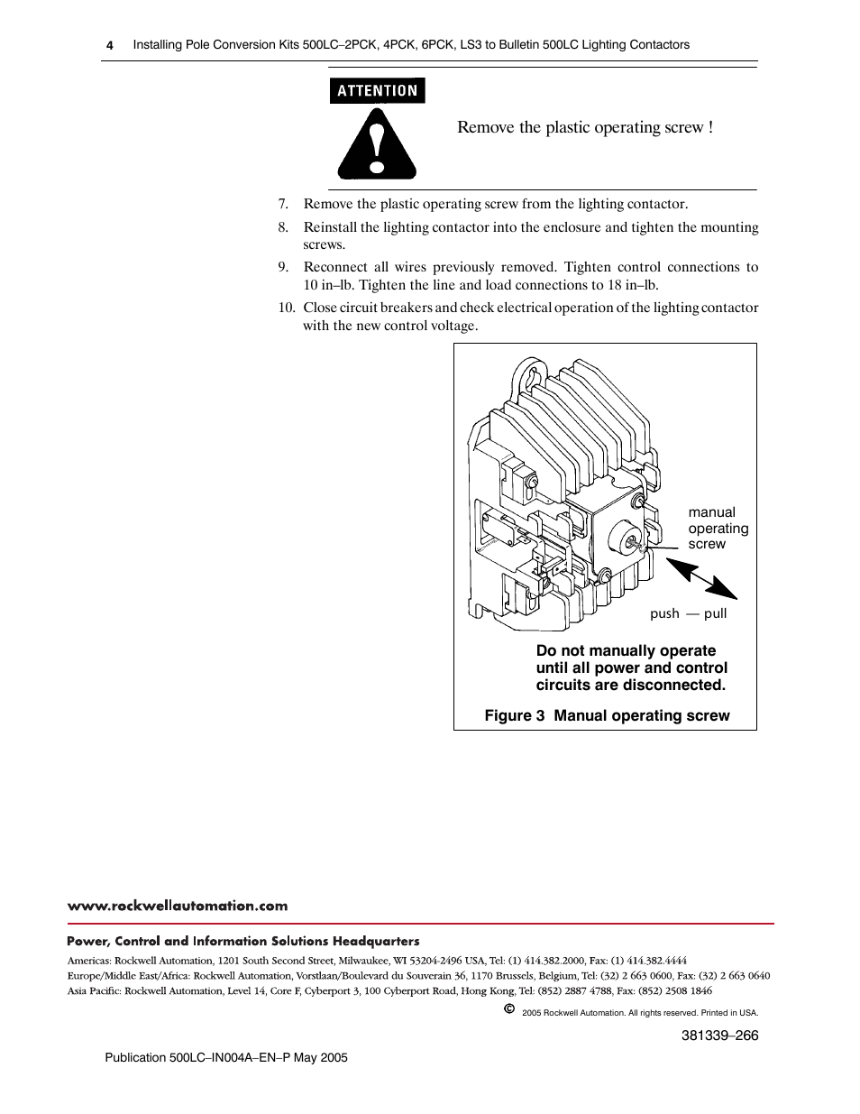 Rockwell Automation 500LC Pole Conversion Modification User Manual | Page 4 / 4