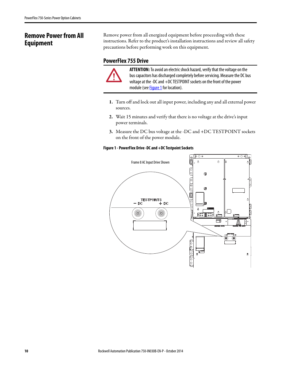 Remove power from all equipment, Powerflex 755 drive | Rockwell Automation 20G PowerFlex 750-Series Power Option Cabinets User Manual | Page 10 / 36