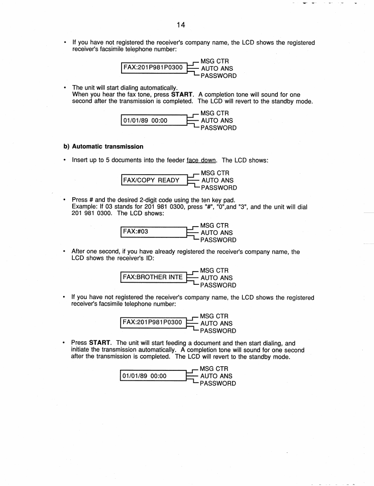 B) automatic transmission | Brother FAX-220 User Manual | Page 24 / 76