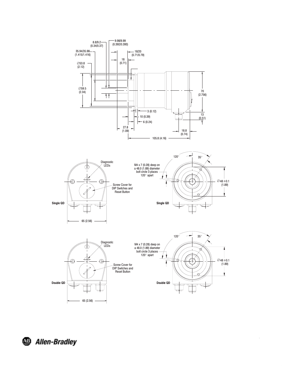 Dimensions—mm (in) | Rockwell Automation 842D Absolute Encoder, DeviceNet Multi-Turn User Manual | Page 4 / 4