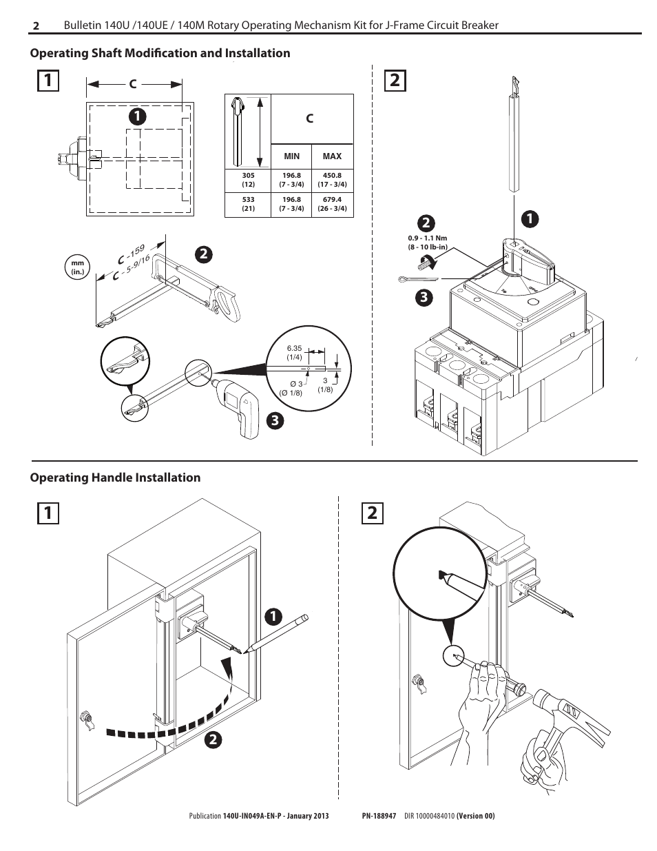 Rockwell Automation 140U-xxx J-Frame C.B. for Variable Depth Rotary Handle Mech. User Manual | Page 2 / 4