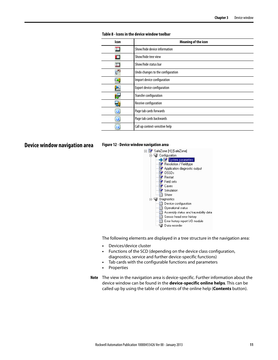 Device window navigation area | Rockwell Automation 442L Safety Configuration & Diagnosis (SCD) User Manual User Manual | Page 13 / 40